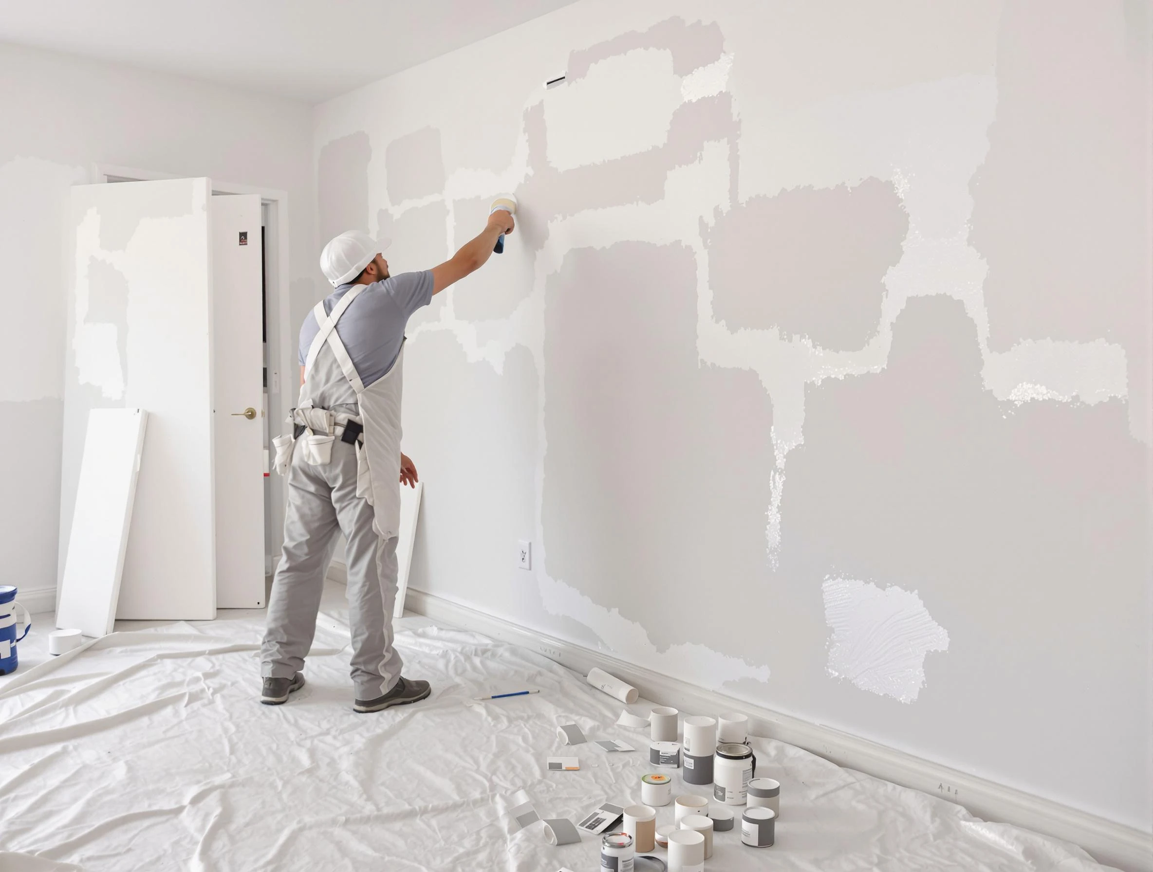 Before and after drywall repair by New River House Painters in New River